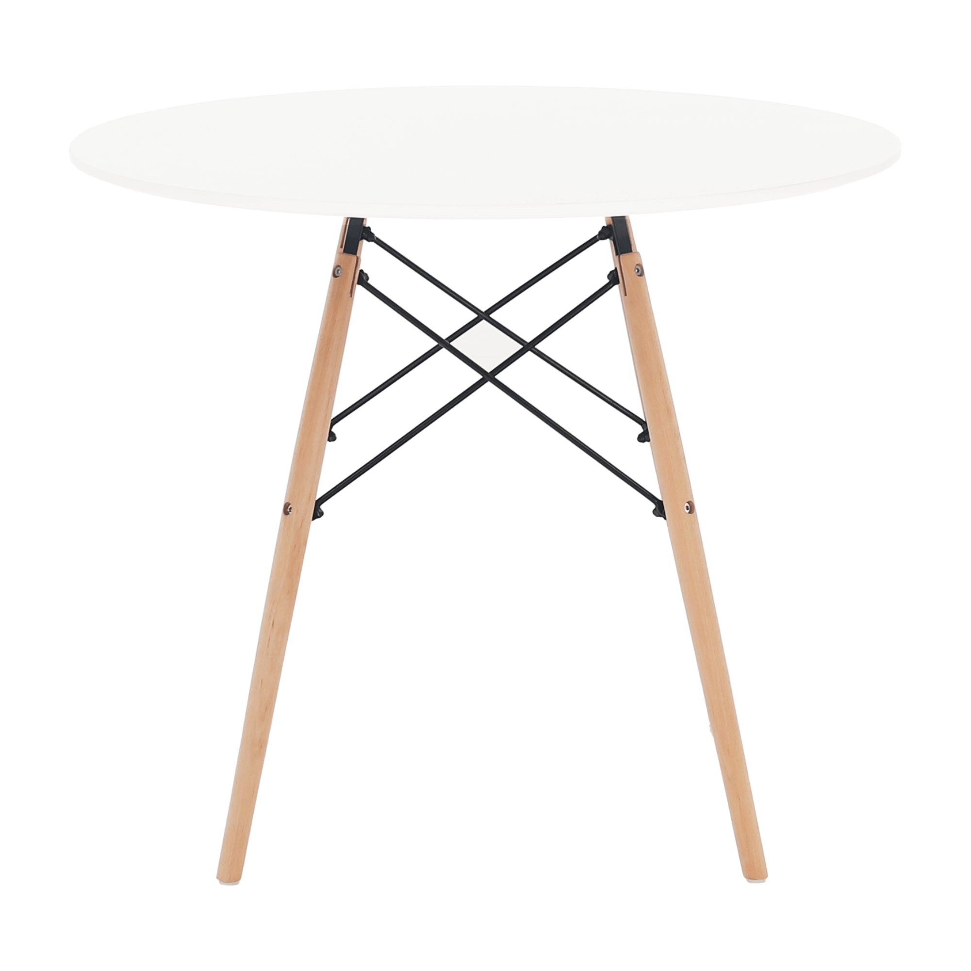 Étkezőasztal,  fehér/bükk, átmérő 90 cm, GAMIN 2 NEW 90