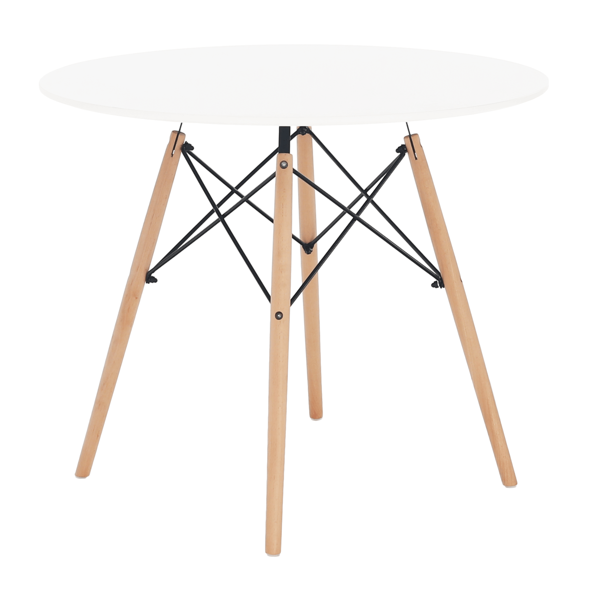 Étkezőasztal,  fehér/bükk, átmérő 90 cm, GAMIN 2 NEW 90