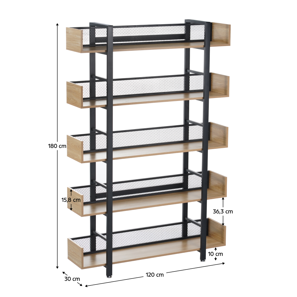 5 polcos polcállvány. tolgy/fekete. KILIS NEW TYP 2 5 polcos polcállvány. tolgy/fekete. KILIS NEW TYP 2
