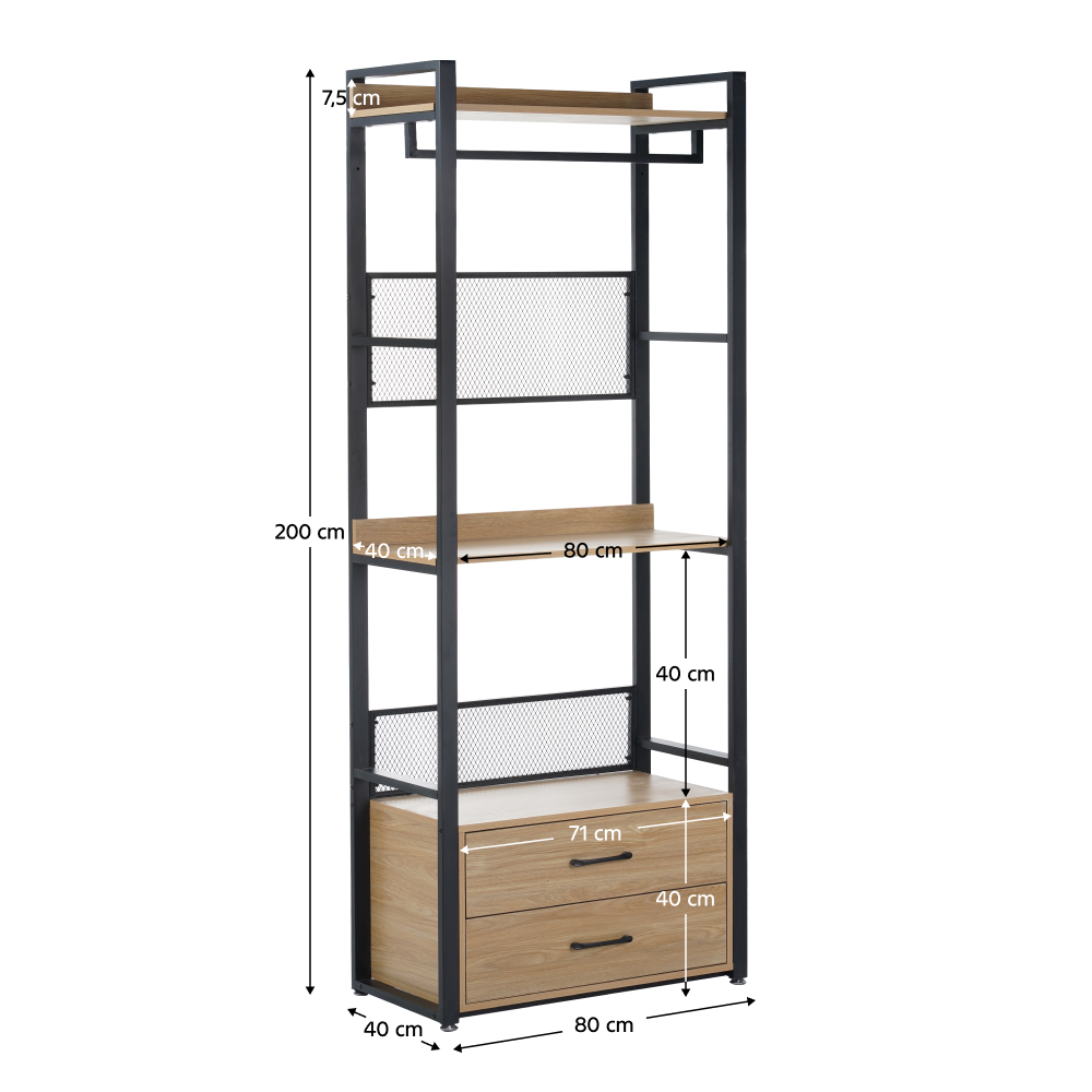 Polcállvány fiókokkal. tolgy/fekete. KILOS NEW TYP 1