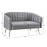 Design kétszemélyes kanapé. szürke Velvet szovet/gold króm-arany. BAGY