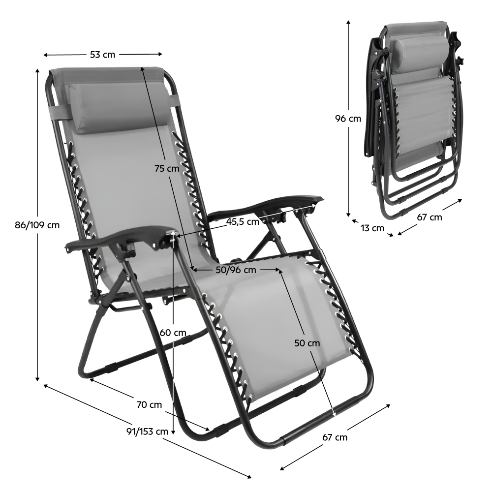 Kerti állítható szék. világosszürke. GERALD NEW