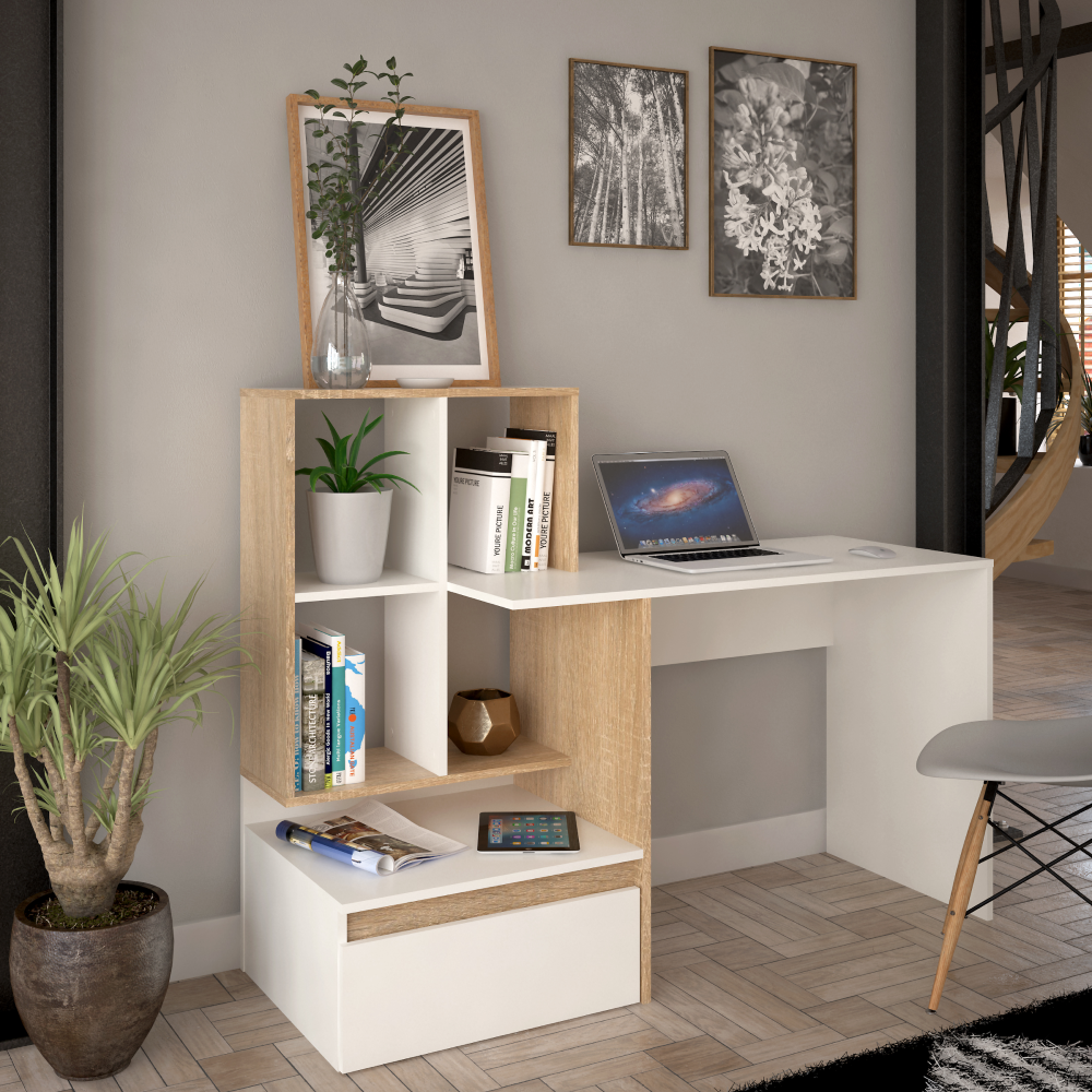 Számítógépasztal. fehér/sonoma tolgy. EROSS NEW Számítógépasztal. fehér/sonoma tolgy. EROSS NEW