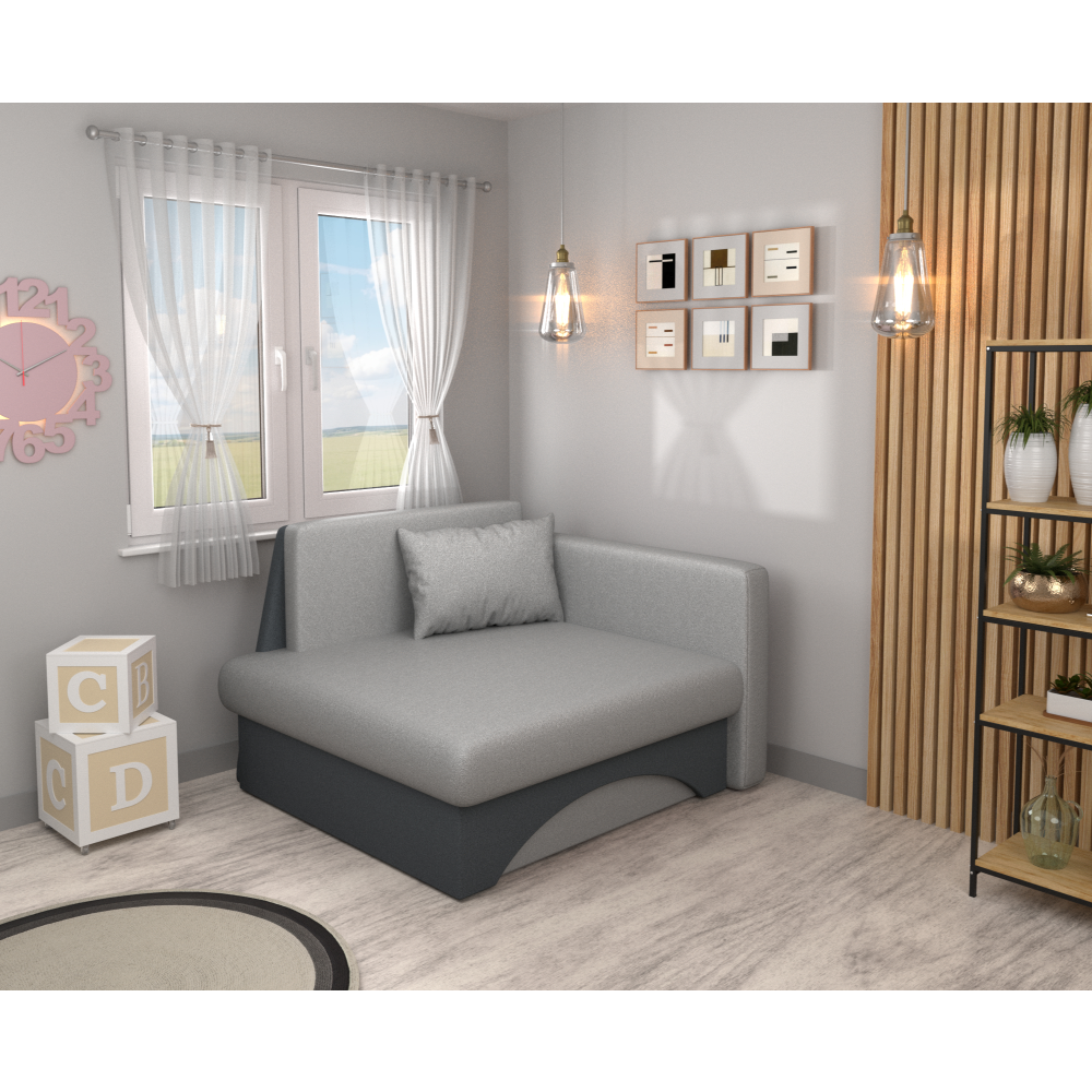 Kinyitható fotel. szürke/sotétszürke. KUBOŠ NEW UNI