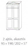 2 ajtós naturlakkozott fenyő szekrény 2 ajtós, akasztós