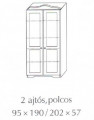 2 ajtós naturlakkozott fenyő szekrény, polcos