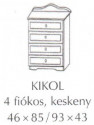 Fenyő komód 4 teljes fiókos keskeny