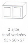 Fenyő felső szekrény 2 ajtós