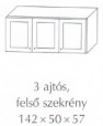 Fenyő felső szekrény 3 ajtós