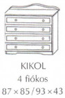 Fenyő komód 4 teljes fiókos