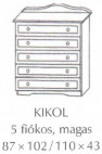 Fenyő komód 5 teljes fiókos