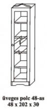 Fenyő szekrény 1 ajtós teljesen üveges