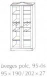 Fenyő szekrény 2 ajtós üveges
