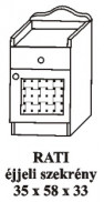 Rati 1 ajtós 1 fiókos fenyő éjjeliszekrény Rati 1 ajtós 1 fiókos fenyő éjjeliszekrény