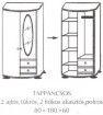 Fenyő szekrény 2 ajtós 2 fiókos tükrös Tappancsos