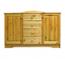 Fenyő komód 2 ajtós középen 4 fiókos