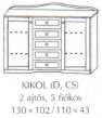 Fenyő komód 2 ajtós 5 fiókos