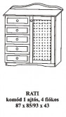 Fenyő komód 1 ajtós 5 fiókos Rati Fenyő komód 1 ajtós 5 fiókos Rati