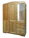 Fenyő szekrény 3 ajtós oldalt 4 fiókos tükrös