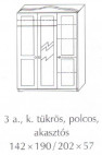 Fenyő szekrény 3 ajtós tükrös