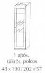 Fenyő szekrény 1 ajtós teljesen tükrös