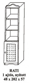 Fenyő szekrény 1 ajtós nyitott Rati