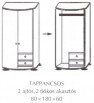 Fenyő szekrény 2 ajtós 2 fiókos Tappancsos