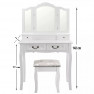 Fésülködőasztal,fehér REGINA-méret