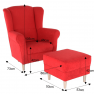 Fotel + puff, piros, ASTRID Fotel + puff, piros, ASTRID