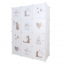 Gyerek moduláris szekrény, fehér/barna gyerek minta, KITARO