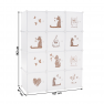 Gyerek moduláris szekrény, fehér/barna gyerek minta, KITARO