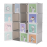 Gyerek moduláris szekrény, szürke/gyerek minta, HAKON Gyerek moduláris szekrény, szürke/gyerek minta, HAKON