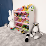 Rendszerező/Polcállvány játékokra, fehér/többszínű, MAISAN