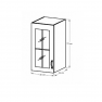 Felsőszekrény G30S üveggel, balos, fehér/sosna Andersen, SICILIA