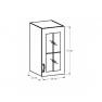 Felsőszekrény G30S üveggel, jobbos, fehér/sosna Andersen, SICILIA