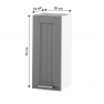 Felső szekrény, sötétszürke/fehér, JULIA TYP 2 Felső szekrény, sötétszürke/fehér, JULIA TYP 2