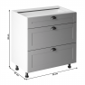 Alsó szekrény fiókokkal, szürke matt/fehér, LAYLA D80S3