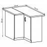 Alsó sarokszekrény, szürke matt/fehér, LAYLA D90N Alsó sarokszekrény, szürke matt/fehér, LAYLA D90N