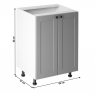 Kétajtós alsó szekrény, szürke matt/fehér, LAYLA D60