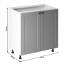 Kétajtós alsó szekrény, szürke matt/fehér, LAYLA D80