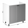 Mosogató szekrény, szürke matt/fehér, LAYLA D80Z