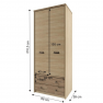 Szekrény 2D2S, tölgy madura/wellington, DIAZ
