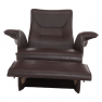 Mechanikusan állítható pihenőfotel, sötétbarna textilbőr PU, ROMELO C3