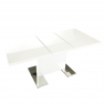 Szétnyitható étkezőasztal, fehér magasfényű HG, 120-160x80 cm, IRAKOL