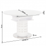 Étkezőasztal kinyitható, fehér magas fény HG, átmérő 120 cm, ZAMON