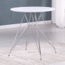 Étkezőasztal, króm/MDF, fehér extra magasfényű HG, átmérő 80 cm, RONDY