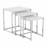 3 dohányzóasztal szett. matt fehér/króm. MAGNO TYP 3