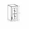 Felsőszekrény üveggel G40S, jobbos, fehér/sosna andersen, PROVANCE