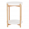 Kisasztal levehető tálcával, fehér/természetes, KABRA