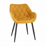 Dizájnos fotel, sárga Velvet anyag, FEDRIS